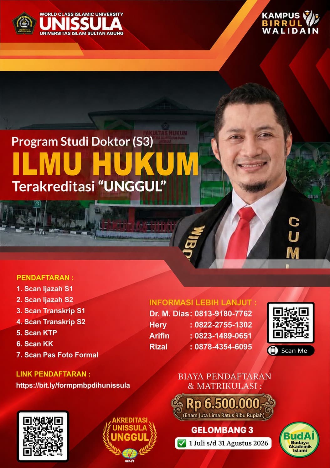 New Student Admission for the Doctoral Program in Law (Wave 3) is now open, 1 July – 31 August 2026.
