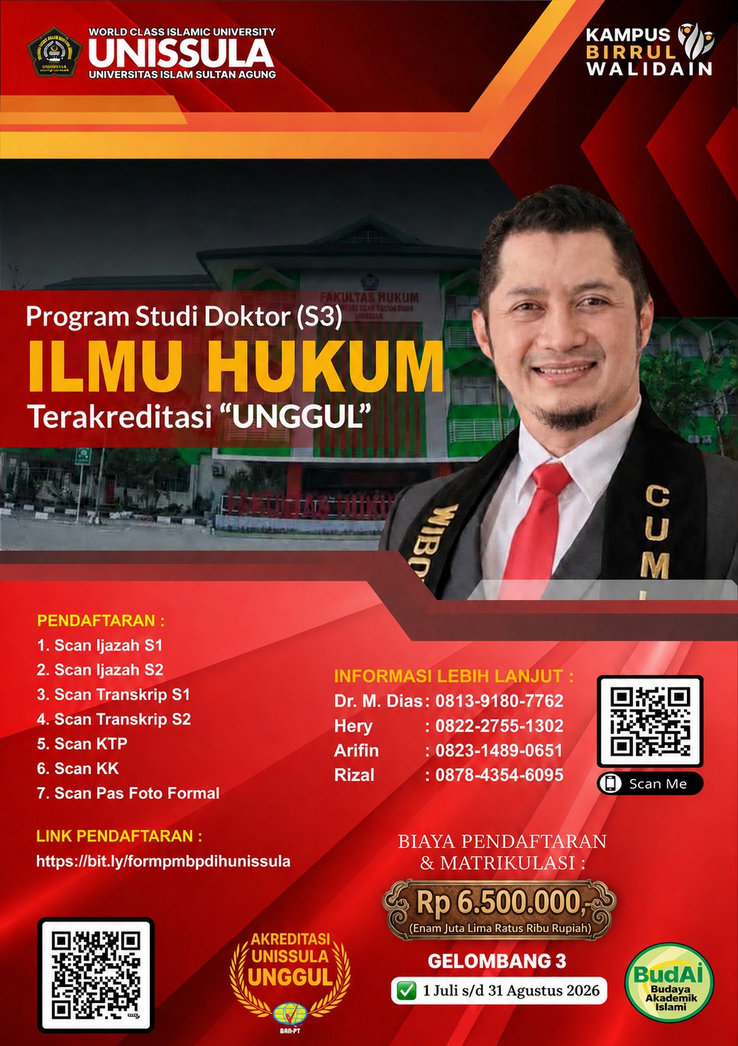 New Student Admission for the Doctoral Program in Law (Wave 3) is now open, 1 July – 31 August 2026.